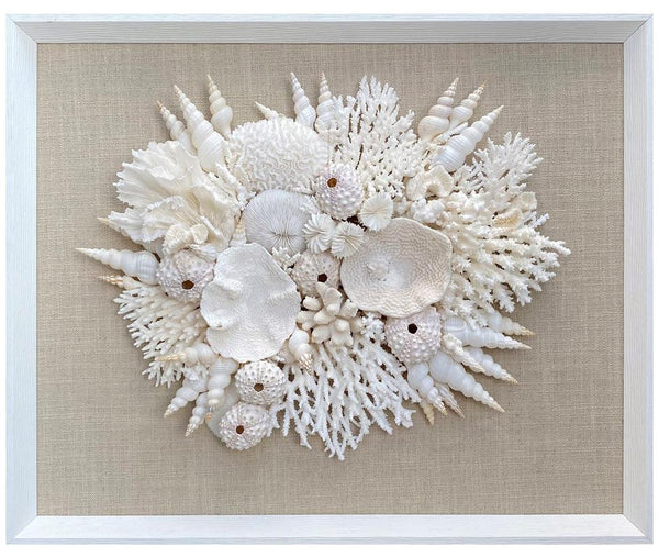 Natural Coral, Shells and Urchin on Linen Wall Art